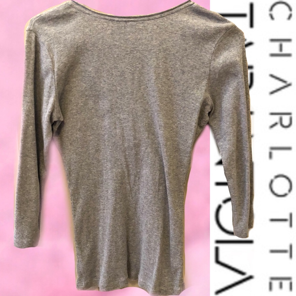 Charlotte Tarantola Ribbed v-neck Top M - Picture 5 of 8